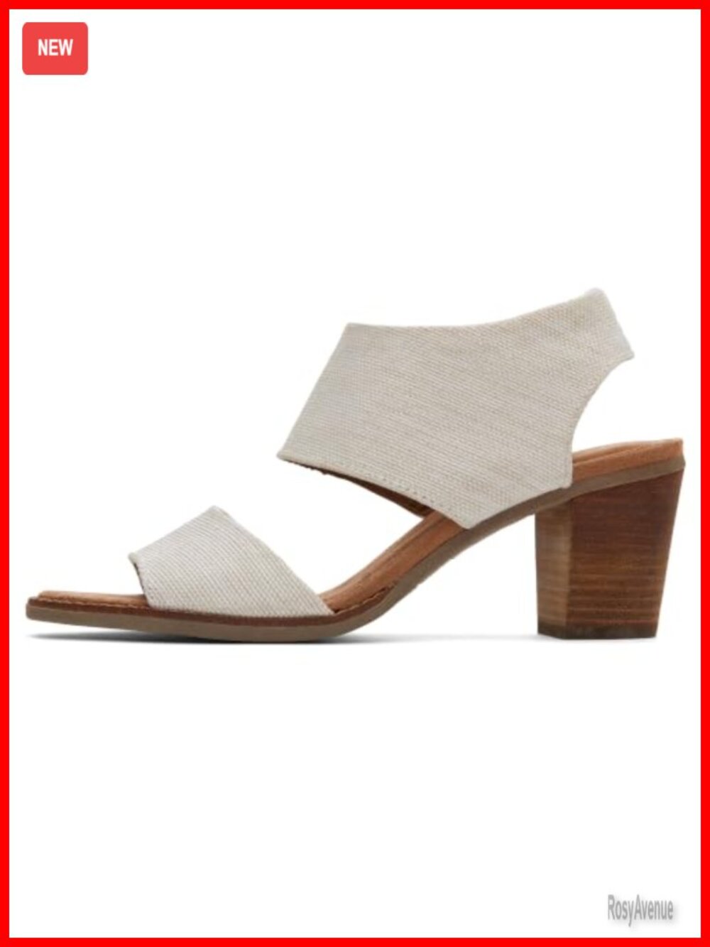 TOMS Majorca Cutout Heeled Sandal Textile Upper Block Heel Ankle Strap